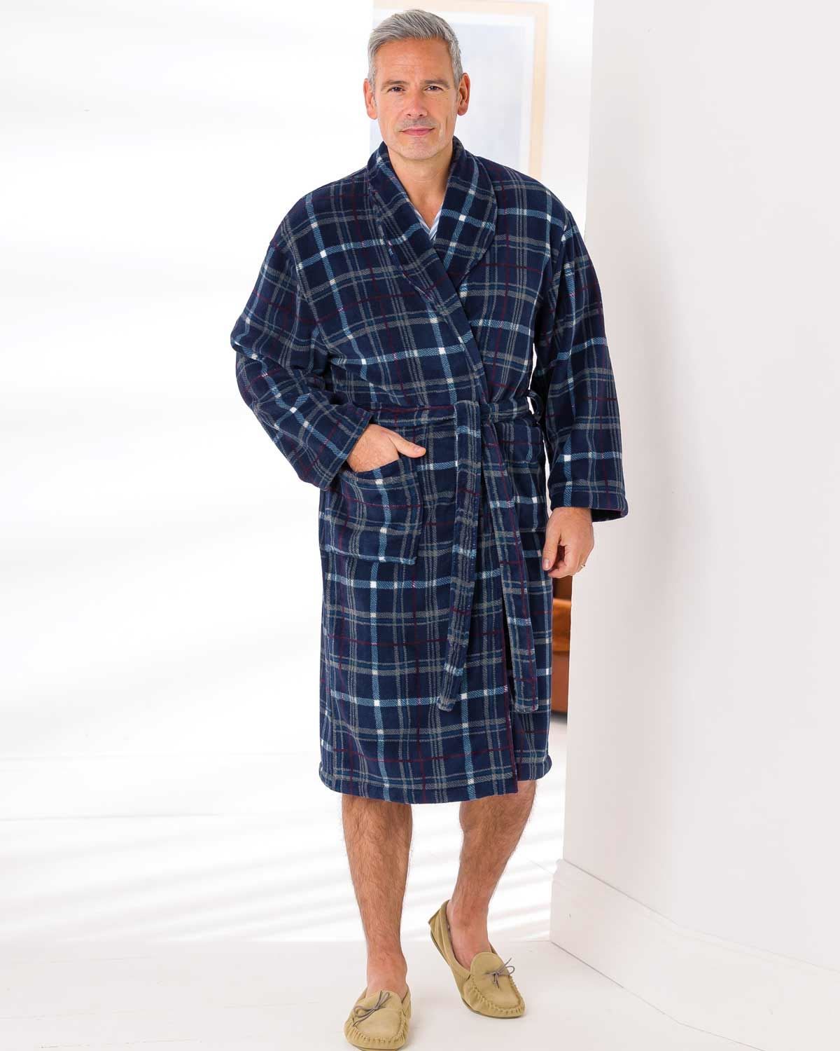 Mens checked store dressing gown